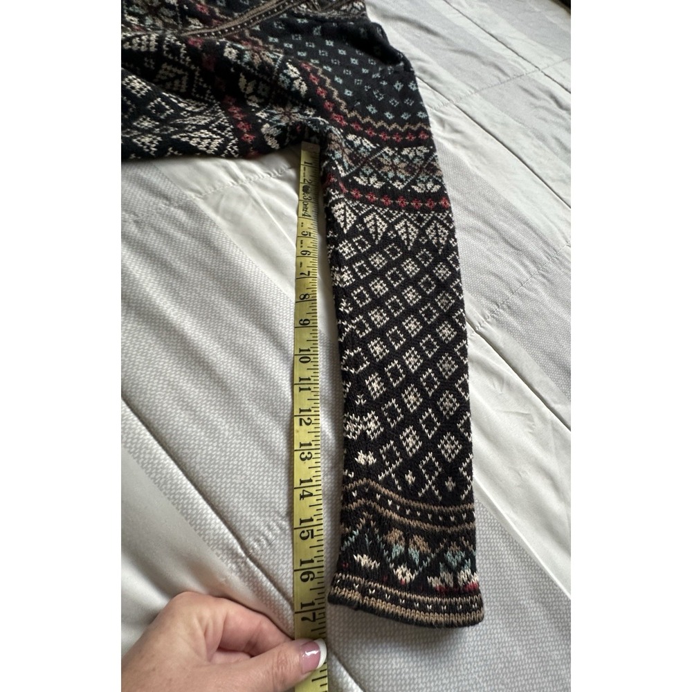 Nomadic Traders Full Zip Cardigan Sweater M Fair Isle Black Multicolor Nordic - Picture 8 of 11